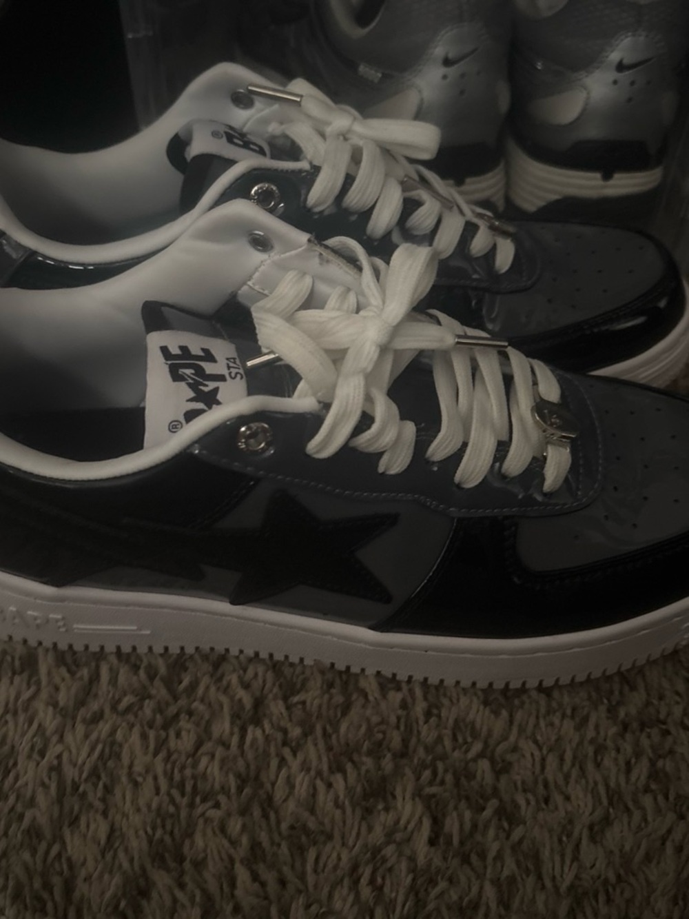 Bape Kids Low-Top Sneakers in Black and White